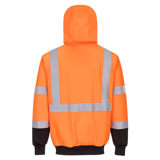 Sweat à capuche zippé haute visibilité bicolore noir – Portwest B315