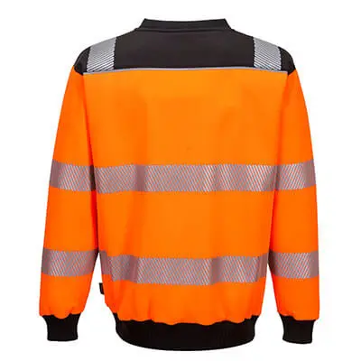 PORTPW379 - Sweat à col rond PW3 haute-visibilité - OrangeNoir(2).webp