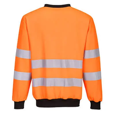 PORTPW277 - Sweat-shirt haute-visibilité à col rond PW2 - OrangeNoir(2).webp