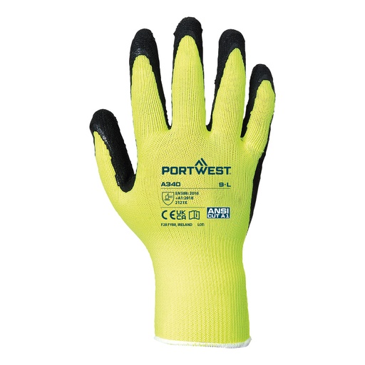 Gant Grip haute visibilité latex – lot de 12 paires – Portwest A340
