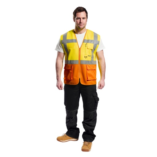 Gilet haute visibilité Executive jaune et orange Prague – Portwest S376