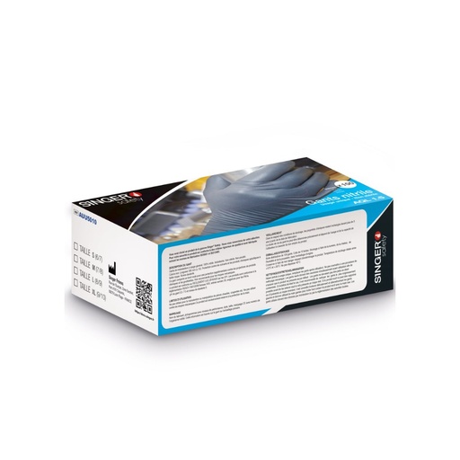 Gant nitrile à usage unique, AQL 1,5 noir (boîte de 100 gants) – Singer AUU5010