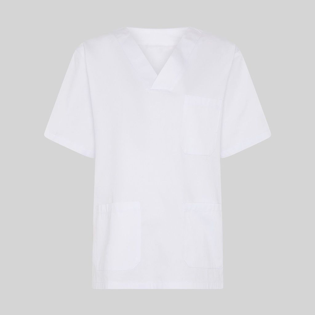 Tunique médicale unisexe col v sergé blanc – Gary's 601000