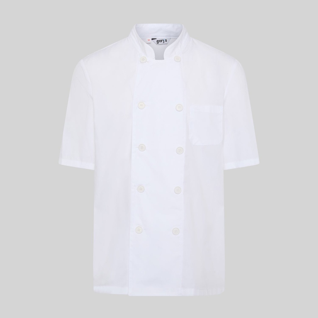 Veste unisexe popeline fine blanc manches courtes – Gary's 916000