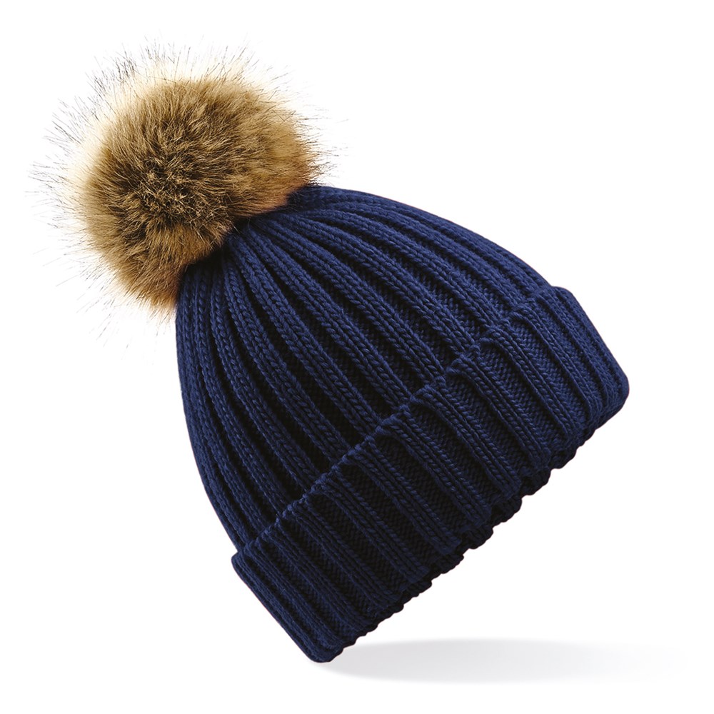 Bonnet épais avec pompon en fausse fourrure – Beechfield B412
