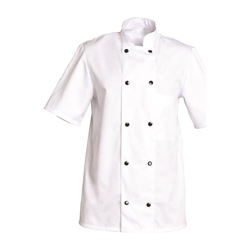 Veste de cuisine mixte manches courtes à pressions Fabrice polycoton – SNV FABCC006