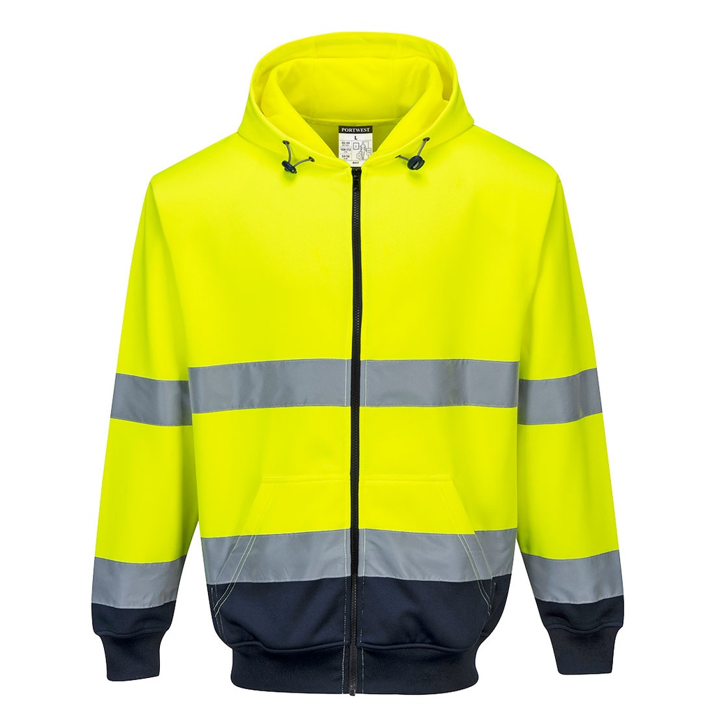 Sweat à capuche zippé haute visibilité bicolore marine – Portwest B317