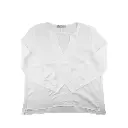 Blouse blanche élégance V manches longues