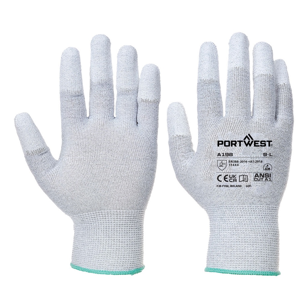 Gant ESD bouts de doigts PU – lot de 12 paires – Portwest A198