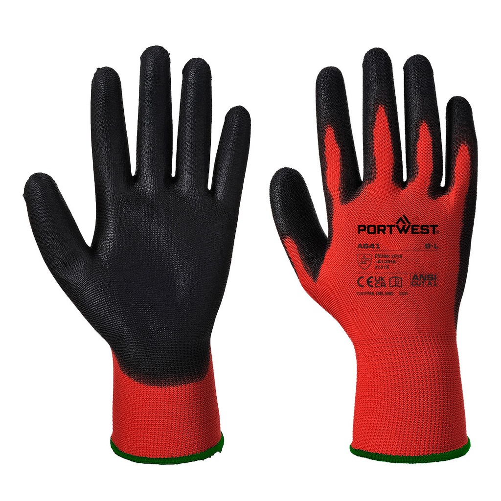 Gant rouge enduit PU – lot de 12 paires – Portwest A641