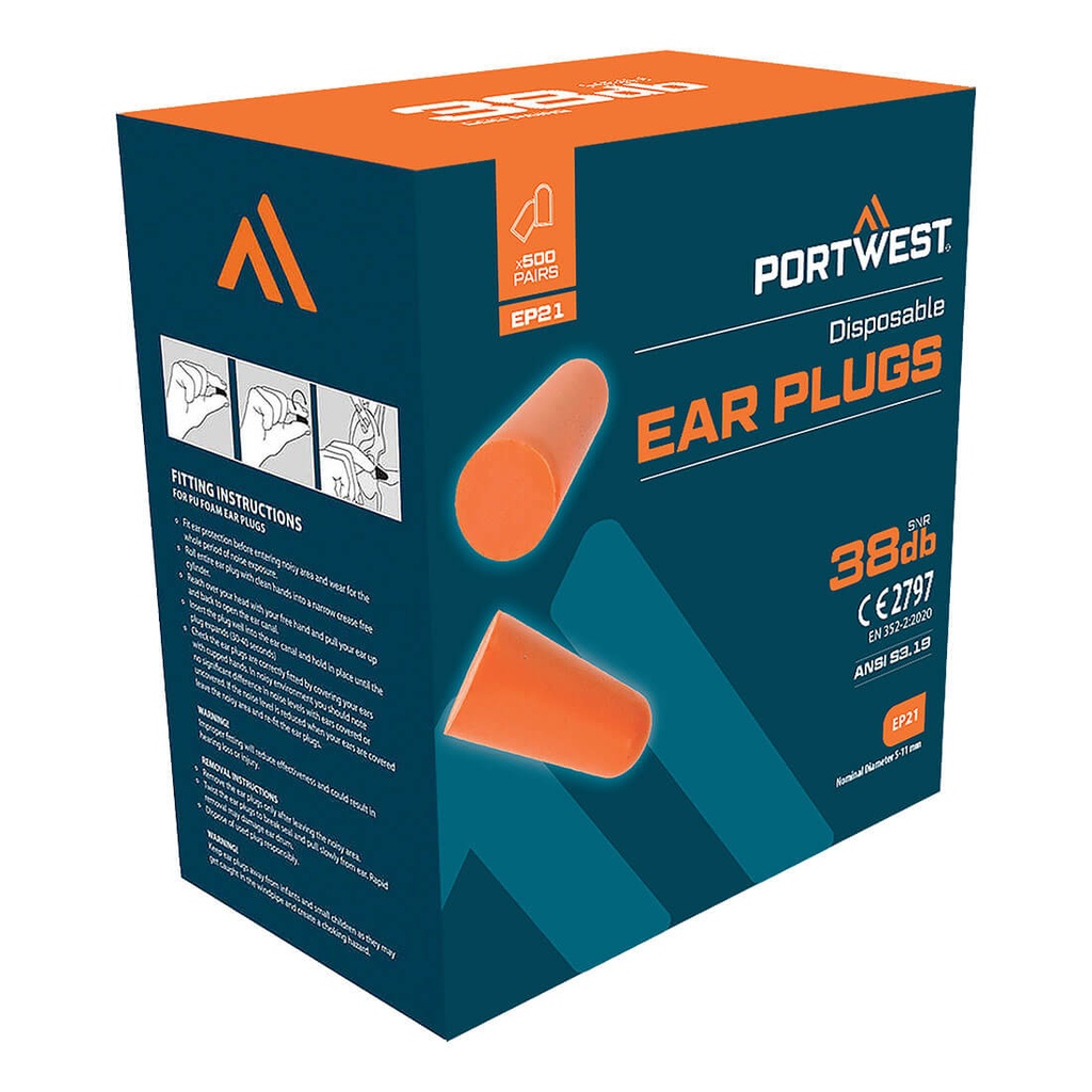 Recharge distributeur bouchons mousse – 500 paires – Portwest EP21