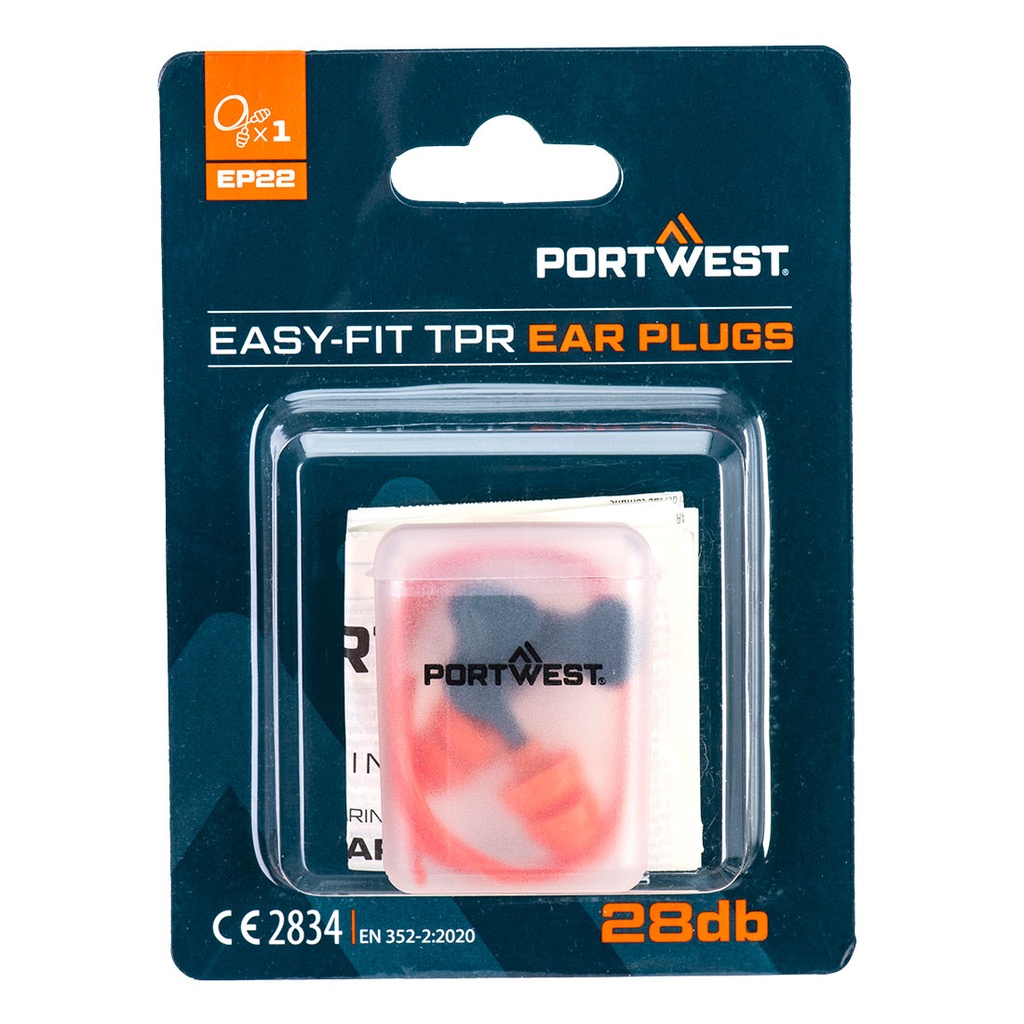 Bouchons d'oreille Easy Fit TPR avec cordon (1 paire) – Portwest EP22