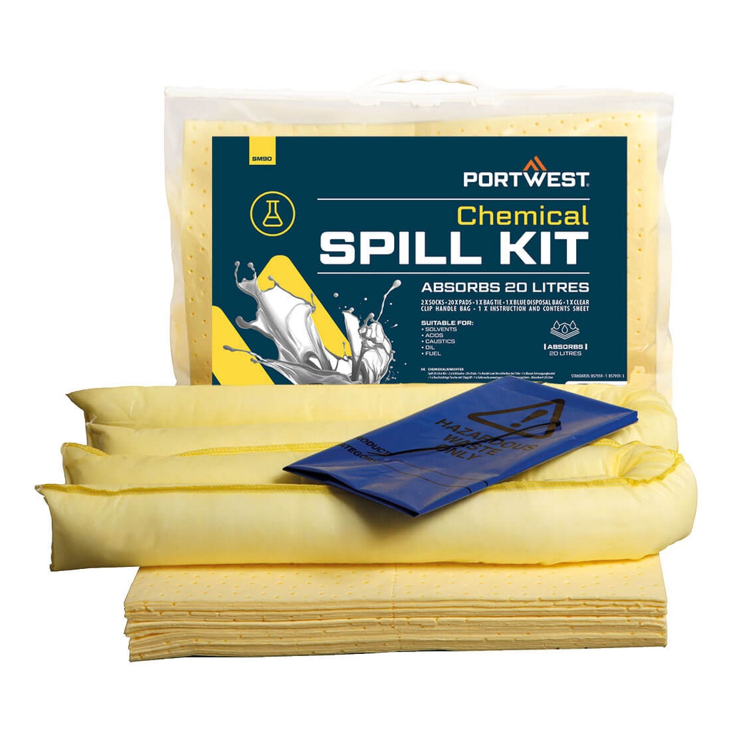 Kit absorbant chimique 20 litres – Portwest SM90