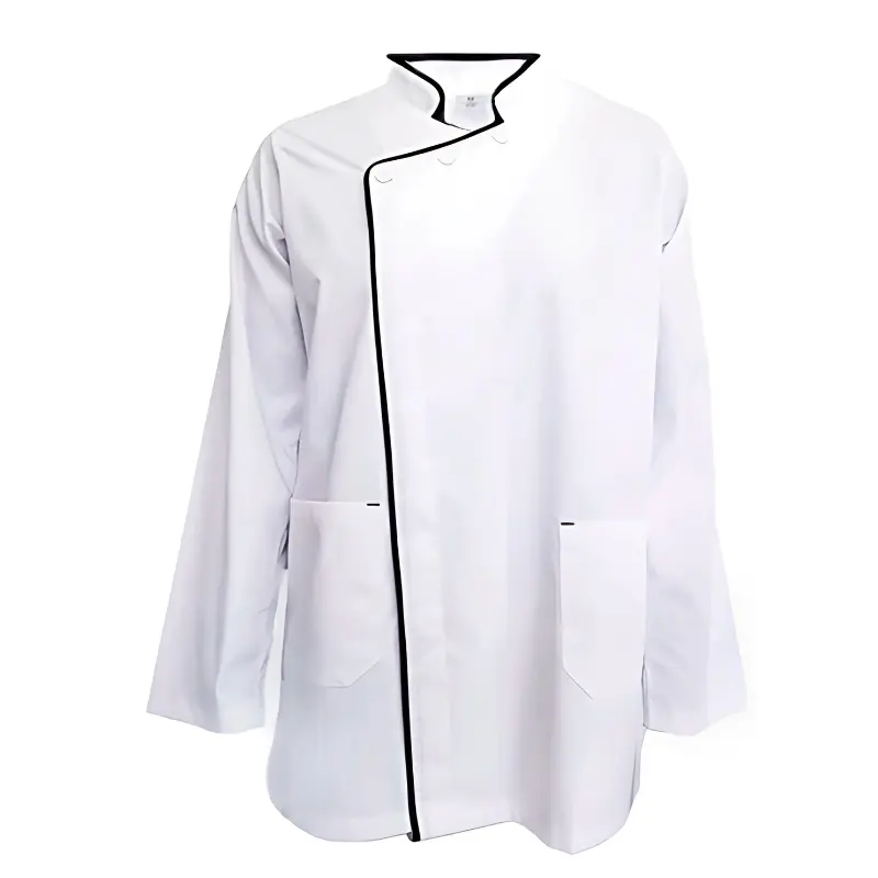 Veste de cuisine blanche avec liseré noir Fred