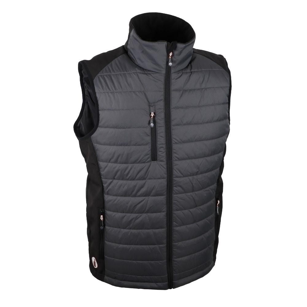 Gilet matelassé ripstop et softshell gris/noir – Singer GALWAY