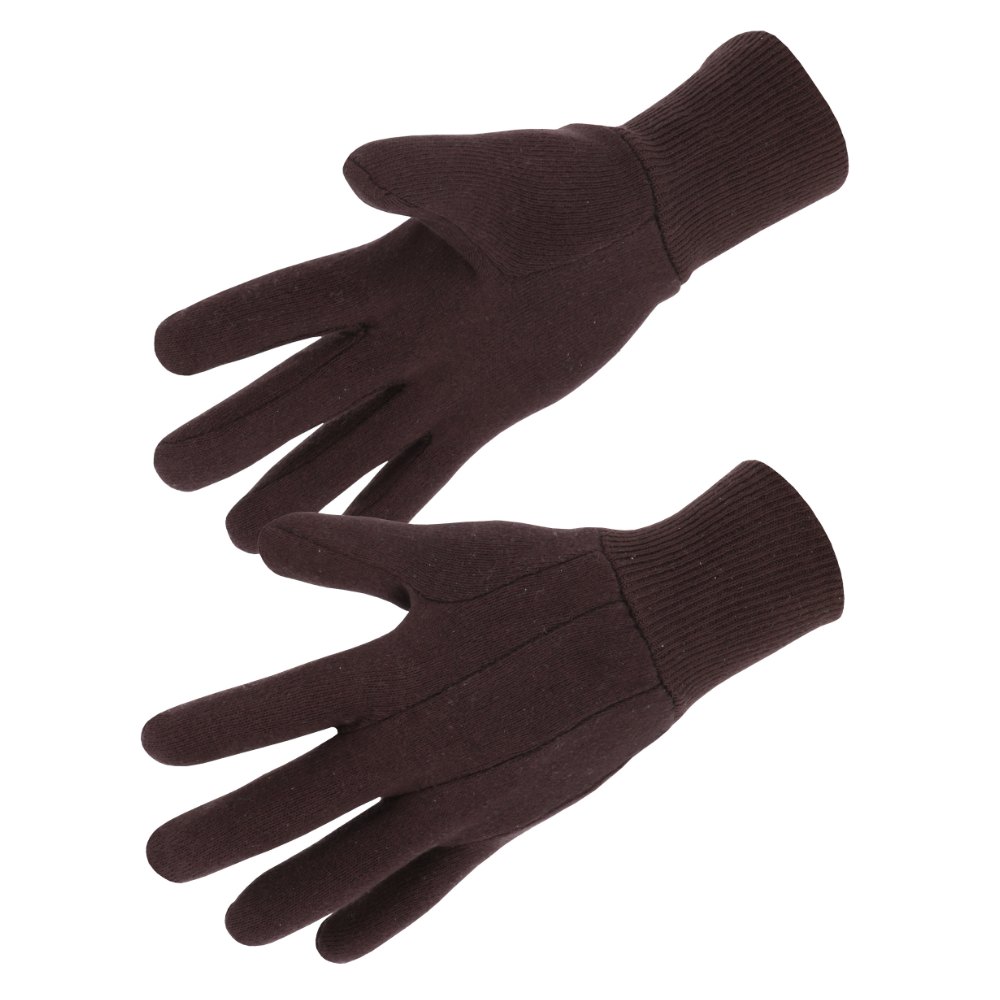 Gant coton jersey marron, poignet tricot (lot de 10 paires) – Singer 400JMF