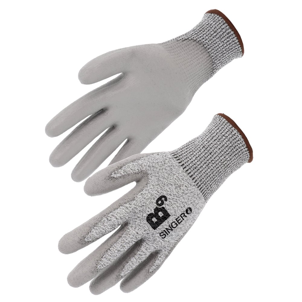 Gant PEHD, coupure B blanc / gris (lot de 10 paires) – Singer PHD31PU