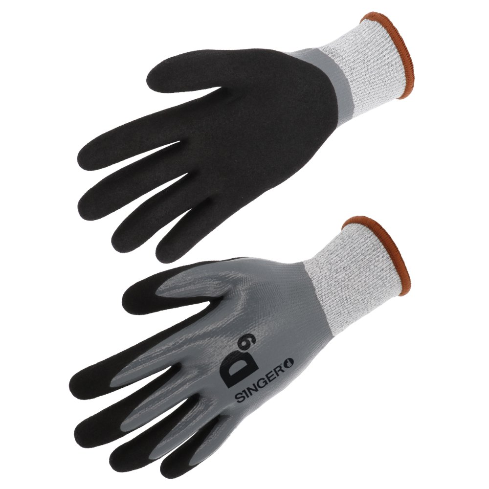 Gant anti-coupure D fibres PEHD, nitrile double couche (lot de 10 paires) – Singer PHD557