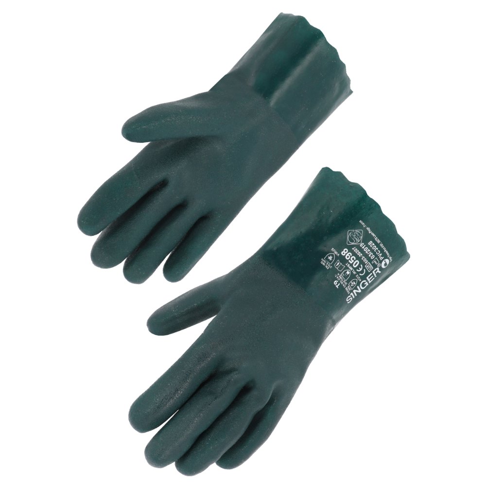 Gant chimique PVC double enduction 270 mm, type A (lot de 10 paires) – Singer PVC3028