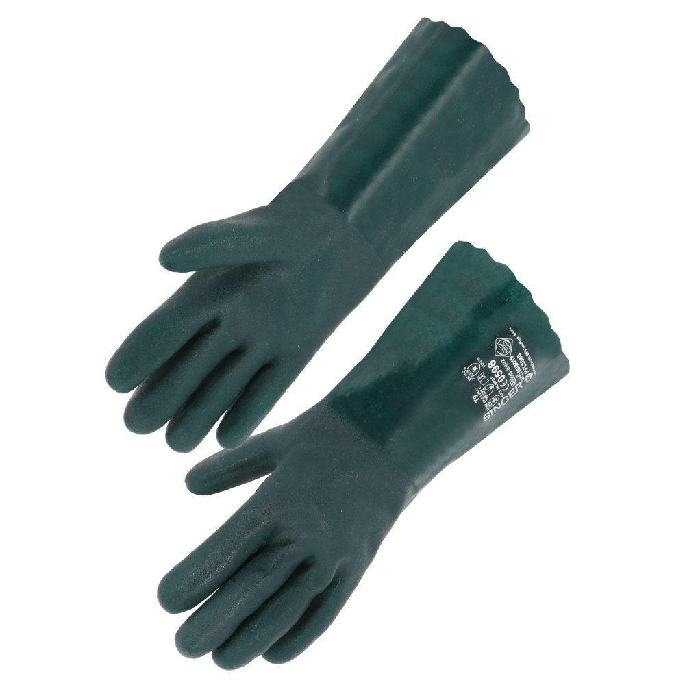Gant chimique PVC double enduction 350 mm, type A (lot de 10 paires) – Singer PVC3040