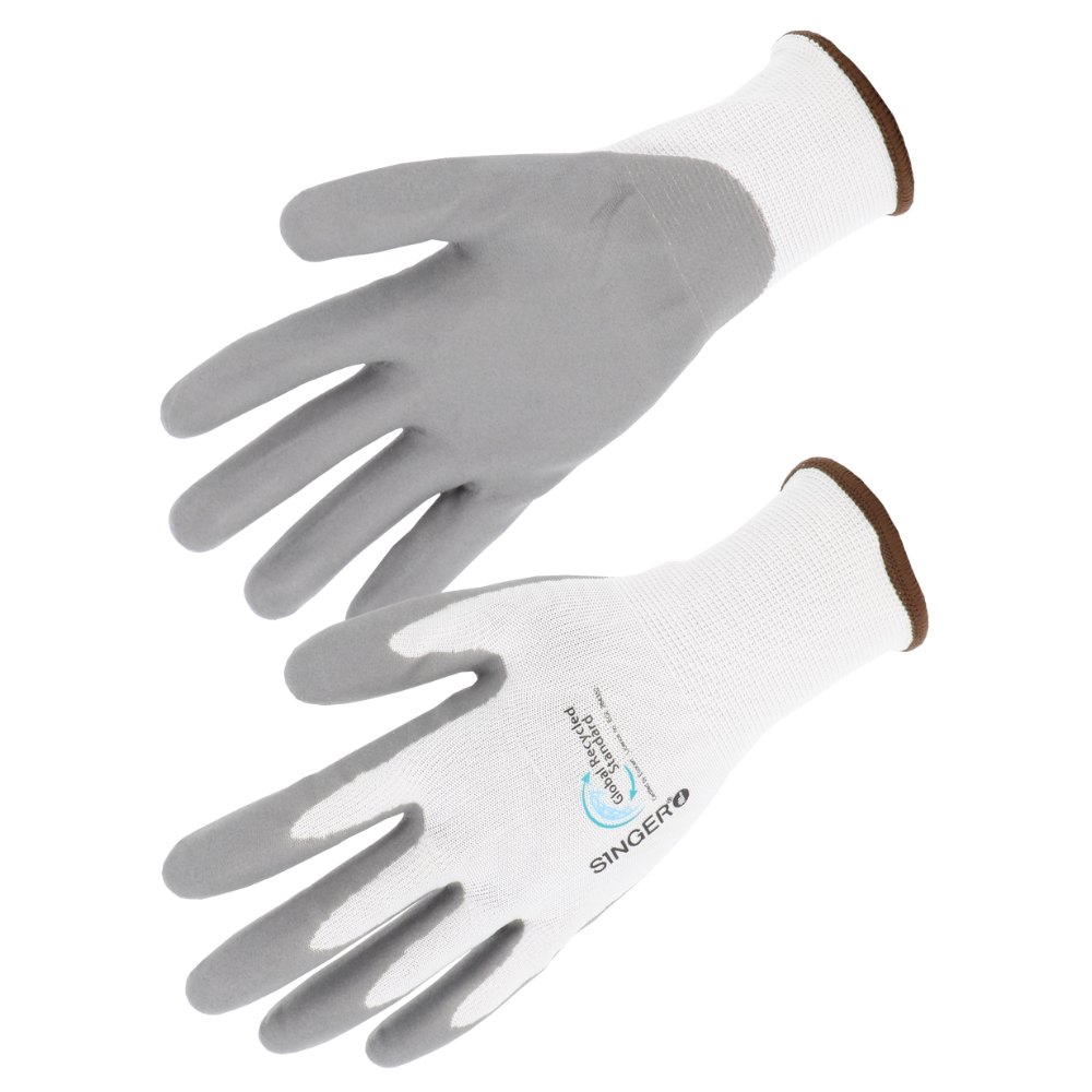 Gant polyester à base de polyester recyclé GRS, élasthanne, paume nitrile mousse (lot de 10 paires) – Singer RCY15NIT
