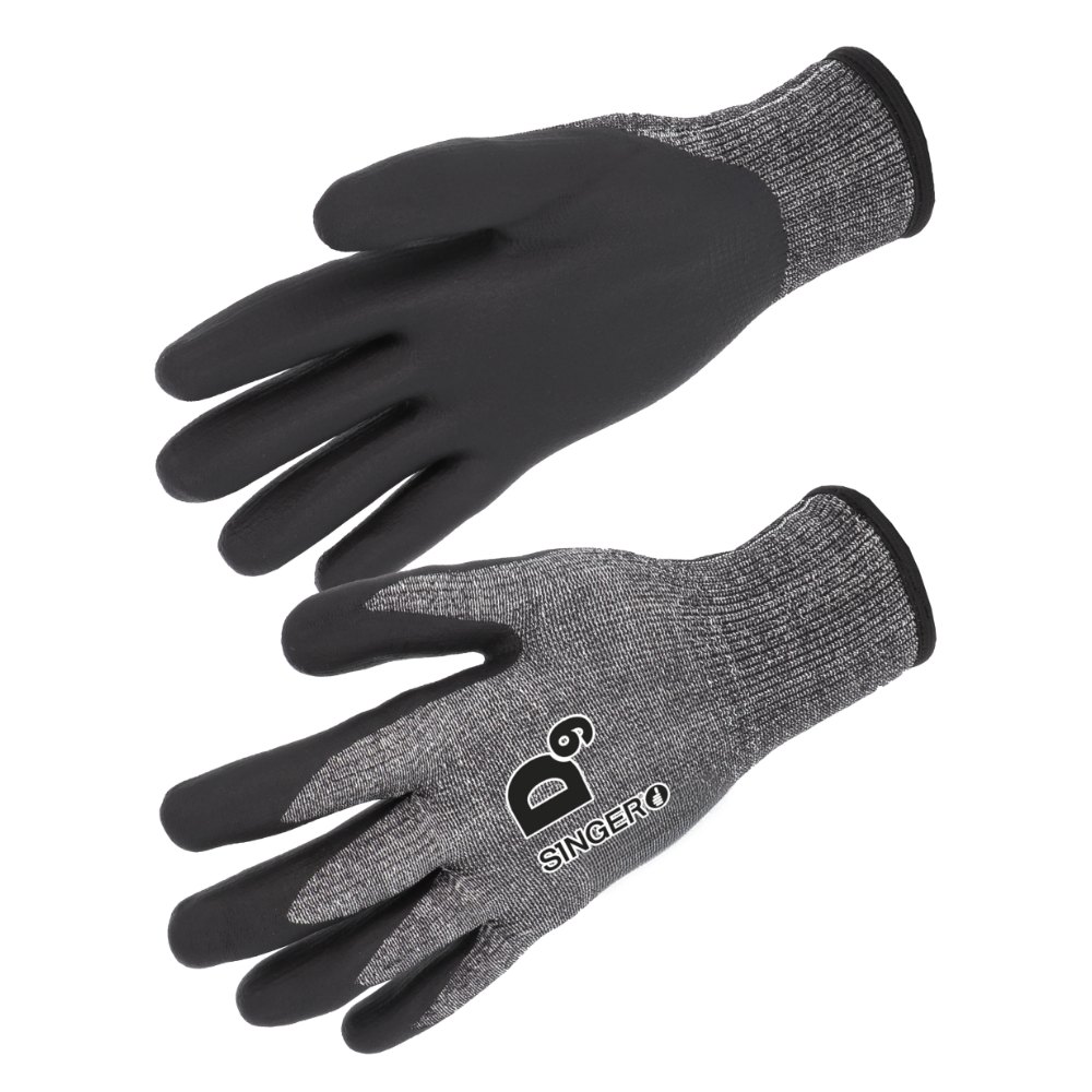 Gant PEHD, coupure D gris / noir (lot de 10 paires) – Singer SNOWCUT