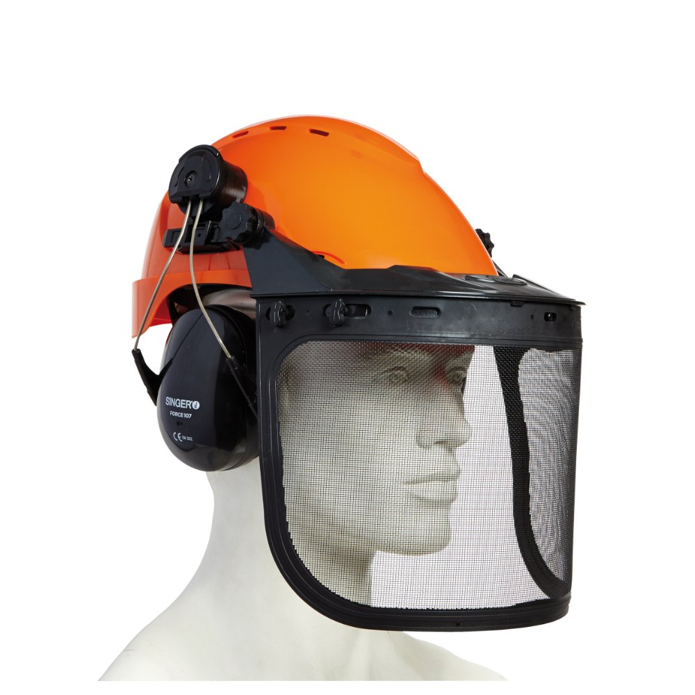 Kit forestier constitué d'un casque, d'un antibruit et d'une visière grillagée – Singer FOREST1