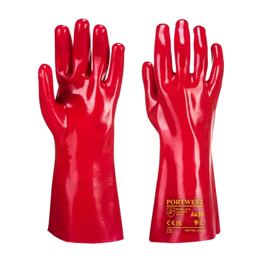 [PW-A435RERXL] Gantelet PVC rouge 35 cm – lot de 12 paires – Portwest A435