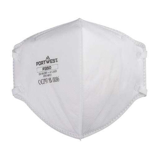 [PW-P350WHRTU] Masque plat pliable FFP3 Dolomite – boîte de 20 – Portwest P350