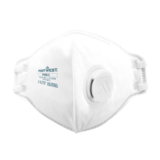 [PW-P351WHRTU] Masque pliable FFP3 à valve Dolomite – boîte de 20 – Portwest P351