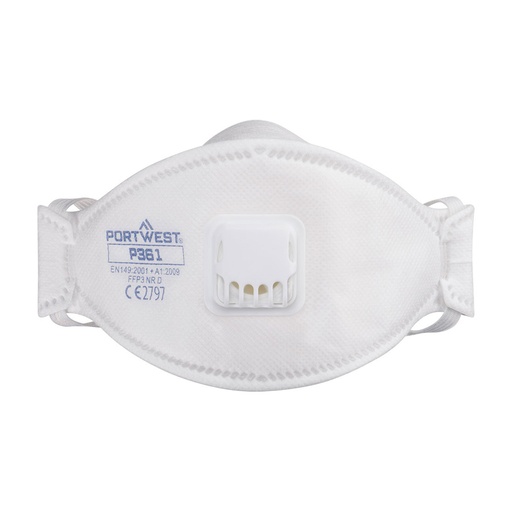 [PW-P361WHRTU] Masque FFP3 pliable à valve Dolomite – boîte de 10 – Portwest P361