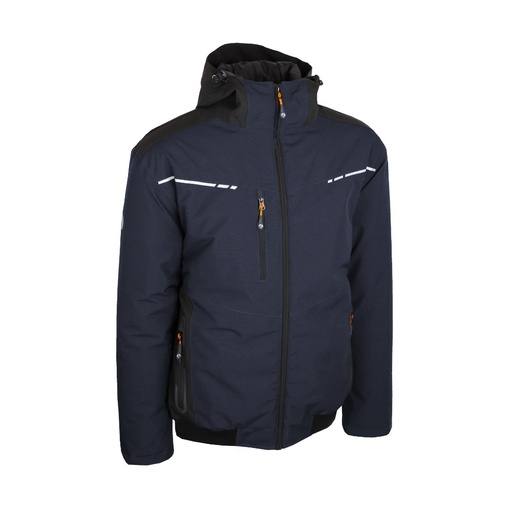Blouson stretch imperméable matelassé noir/marine – Singer BLUETON