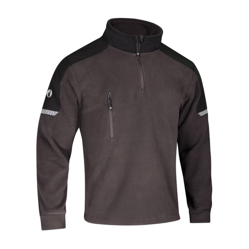 Pull polaire col zippé 340 g/m² gris – Singer POLANDE