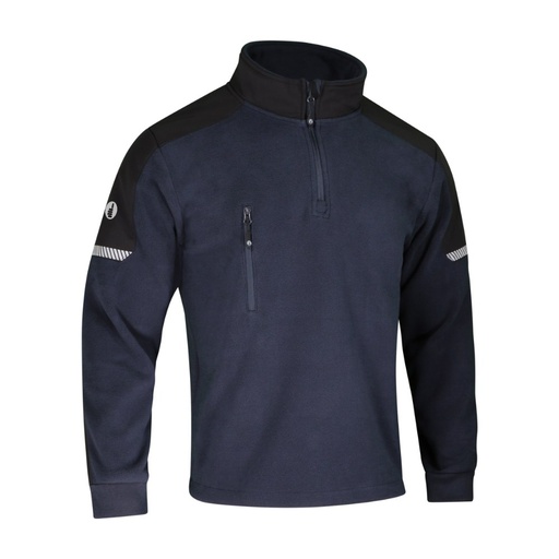 Pull polaire col zippé 340 g/m² marine/gris – Singer POLARINE