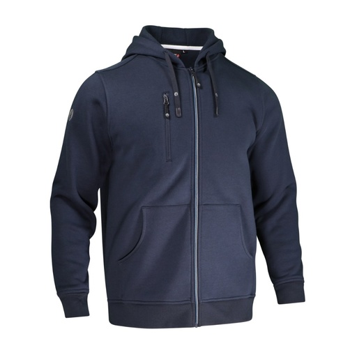 Sweat-shirt zippé à capuche coton marine – Singer SUITBLE