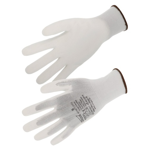 Gant PU, support polyester sans couture blanc (lot de 10 paires) – Singer NYM713PU