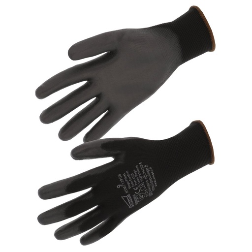 Gant PU, support polyester sans couture noir (lot de 10 paires) – Singer NYM713PUB