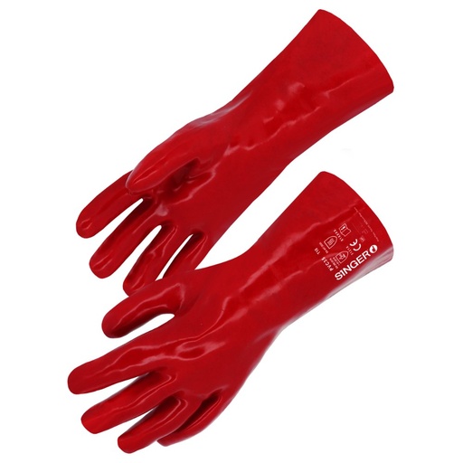 Gants de protection en PVC sur support coton rouge (lot de 10 paires) – Singer PVC35