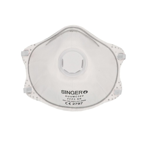 [SI-AUUMC30V] Demi-masque préformé, FFP3 NR (boîte de 10 pièces) – Singer AUUMC30V