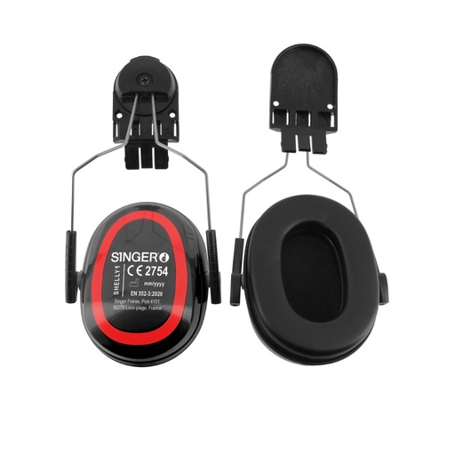 [SI-SHELLY1] Serre-tête antibruit pour casque de protection noir / rouge – Singer SHELLY1