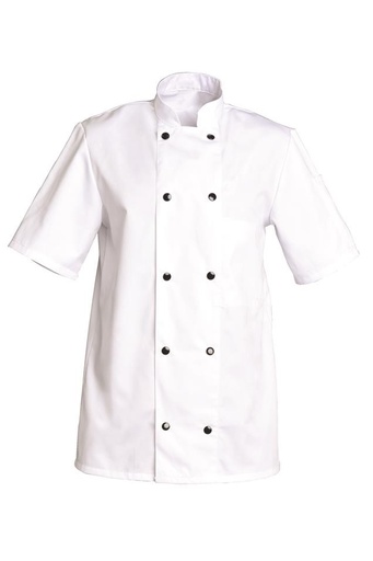 Veste de cuisine mixte manches courtes à pressions Fabrice polycoton – SNV FABCC006